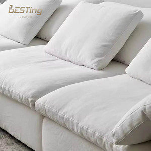 Juego de Sofás Blancos de Lujo Moderno Americano, Muebles para Sala de Estar, Cómodo Sofá Seccional Blanco Tipo <span class=keywords><strong>Chaise</strong></span> <span class=keywords><strong>Longue</strong></span>, Sofá Nube - Product Image 4