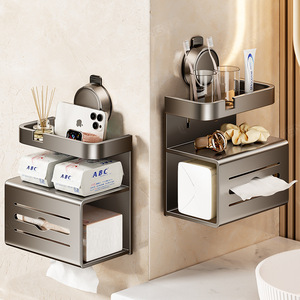 Blue Vine Bathroom Toilet Paper Holder <b>Wall</b> <b>Mount</b> Rectangular Spear Gray No Drilling Required Modern Style - Product Image 3