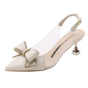 2023 femmes à la mode tempérament Slingback noeud papillon <span class=keywords><strong>talons</strong></span> fins pointu Transparent femmes sandales <span class=keywords><strong>chaussures</strong></span> de mariage pour la mariée - Product Image 6