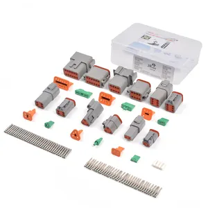 JRready ST6134 Deutsch DT Connector Kit 2~12 Pin Gray IP67 Waterproof Electrical Connectors 35 Pairs Barrel Style Solid Contact