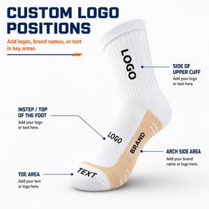 Oem Custom logo <strong>Mens</strong> White Crew <strong>Sock</strong> <strong>Gym</strong> Workout Terry Bamboo Cotton Grip Athletic Sports Cycling Basketball <strong>Socks</strong> for Man - Product Image 3