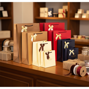 Bolsa de Regalo Estilo Coreano con Lazo y Asa de Cuerda con Estampado Dorado/Plateado para Empaque de Joyería y Ropa - Product Image 6