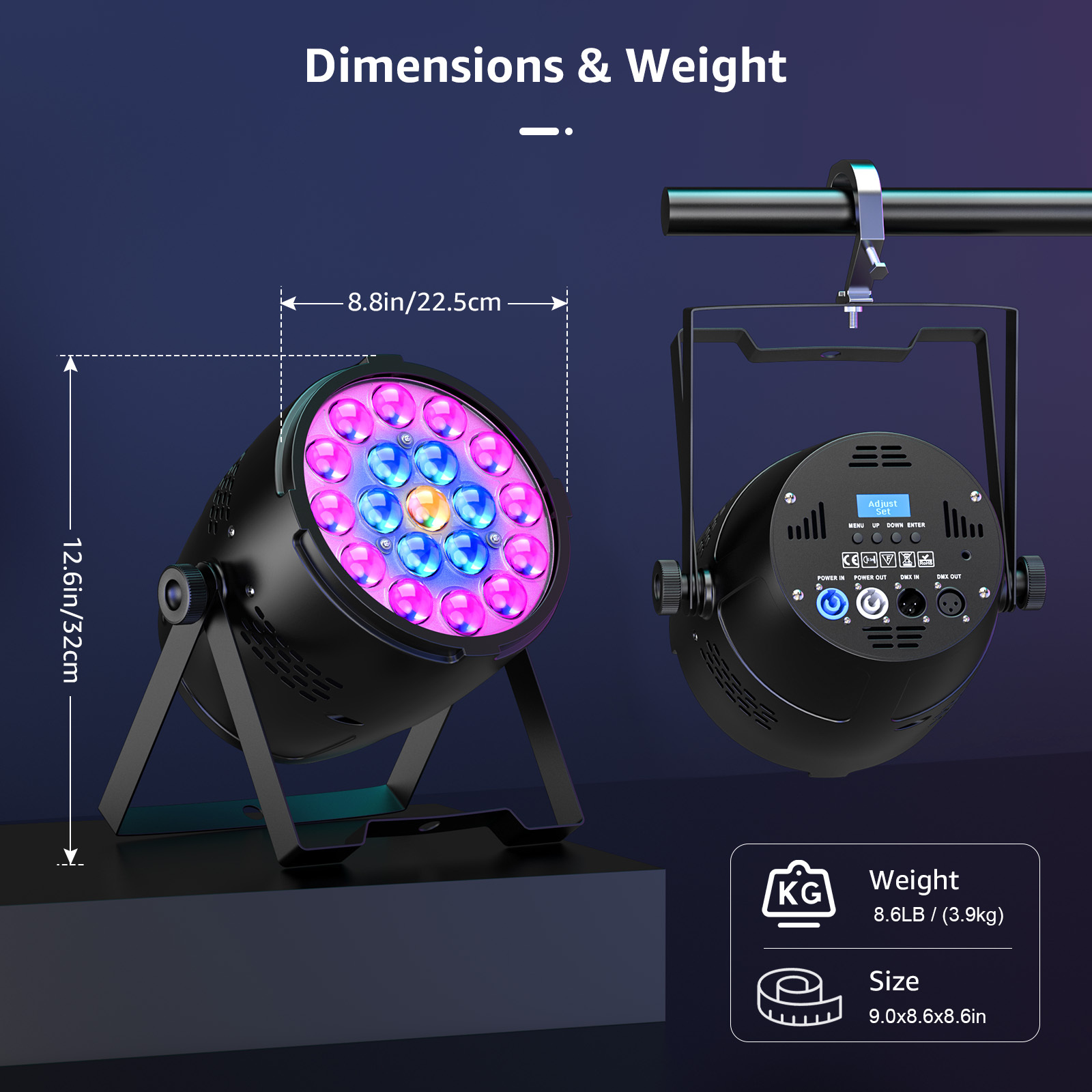 U`King 高輝度 19*15W LED RGBW 4in1 パーライト ステージ用照明