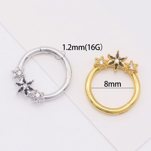 Anneau de nez en acier inoxydable, design floral, incrustation de zircon, ouverture sans soudure, bijoux cadeau - Product Image 2