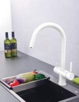 Robinet mélangeur de cuisine à double poignée 3 voies avec filtre à eau pure, 3 lignes, en acier inoxydable, purificateur d'eau