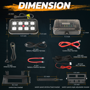 Panel de Interruptores Inalámbrico Universal de <span class=keywords><strong>12</strong></span> Voltios <span class=keywords><strong>LED</strong></span> <span class=keywords><strong>RGB</strong></span> de 8 Canales, Control Remoto por Aplicación, Panel de Interruptores Todoterreno para Automóvil - Product Image 2