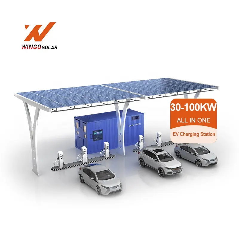 カスタムホーム商用太陽光発電所30KW 50KW 100KW 150KW電気自動車用ソーラーパネル付き高速EV充電ステーション
