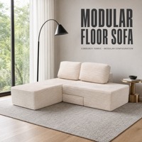 Canapé modulaire en forme de L compressé en tissu velours côtelé pour salon et appartement