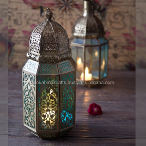 Lanterne marocaine suspendue en bois massif, lampe à bougie Antique marocaine - Product Image 1