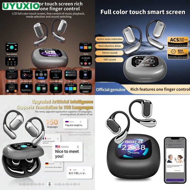 Advanced Noise Reduction AI Earbuds 144 Languages Wireless Open Ear Headset Real Time Voice Interpreter for Office Calls Use