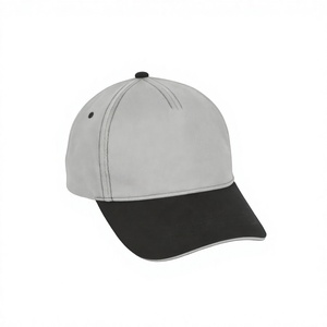 Gray <b>Black</b> Contrast 6 Panel <b>Baseball</b> <b>Cap</b> Twill Fabric Unisex Adjustable Fit Casual Style Adult Hat - Product Image 3