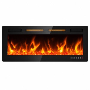 <span class=keywords><strong>Cheminée</strong></span> électrique ultra-mince de 60 pouces (8 cm) avec flamme à 12 couleurs, chauffage linéaire encastré pour la décoration <span class=keywords><strong>murale</strong></span> moderne - Product Image 1