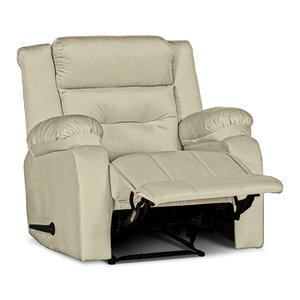 Hot Selling Cheap Velvet Modern Classic Rocking & Rotating Recliner Chair with Massage Function-Light Beige-NZ30 - Product Image 4