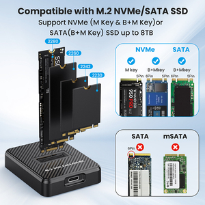 M.2 NVMe SATA USB <span class=keywords><strong>C</strong></span> yerleştirme istasyonu 10Gbps hız koruyucu plastik muhafaza için 2TB NGFF HDD harici <span class=keywords><strong>SSD</strong></span> kutusu sabit disk muhafazası - Product Image 6