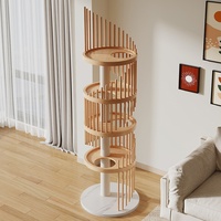 Arbre à chat en bois massif OEM/ODM, colonnes en sisal compactes, nid pour chat, structure d'escalade pour chat, structure intégrée à 3-5 niveaux pour la maison