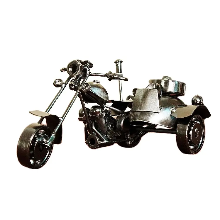 New Arrival Stock Iron Home Decoration Metal Craft Three Wheels Motorcycle Models for Birthday Gift