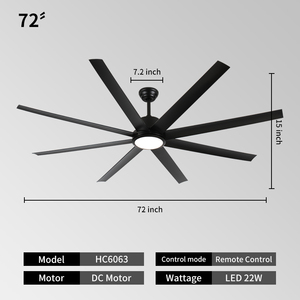 Bán buôn không thấm nước BLDC quạt trần với ánh sáng LED 8 ABS lưỡi điều khiển từ xa cho khách ăn uống ngoài trời Reversible DC động cơ - Product Image 4