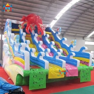 Trượt nước bơm hơi chủ đề đại dương bán chạy, sản xuất theo yêu cầu, có trang trí cá mập và nhiều đường trượt - Product Image 3