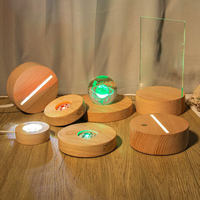 Base lumineuse LED diffuseur en acrylique, support carré en bois massif pour boule de cristal, mini veilleuse pour la maison, interrupteur tactile, alimentation 5V