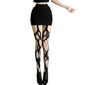 Ripped Stockings Women 20D Thin High Elasticity Color Blocking Pattern Plus Size Four Seasons Fashion Pantyhose - Product Image 3