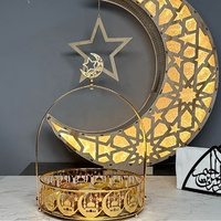 Ensemble de 2 plateaux à bonbons islamiques en forme de château de lune, plateau à gâteaux musulman, décorations de table pour fête de l'Aïd Moubarak, décorations du Ramadan, plateau à nourriture, plateaux du Ramadan 2026
