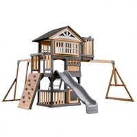 Équipement de jeu en bois pour enfants, intérieur et extérieur - Toboggan, balançoire et maisonnette pour l'exercice des enfants et les loisirs en parc