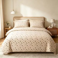 Parure de lit vintage en microfibre à imprimé floral miniature, housse de couette en polyester séparée disponible, linge de lit doux pour la chambre à coucher