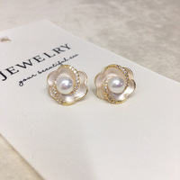Ensemble collier et boucles d'oreilles en perles d'eau douce naturelles de qualité 5A, plaqué or rose 14 carats, bijoux fleur bouclée pour femme, idéal pour les soirées
