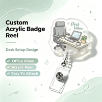 Porte-badge rétractable en acrylique Desk Vibes, porte-badge d'identification tendance avec clip, accessoires mignons pour infirmières, cadeau personnalisé