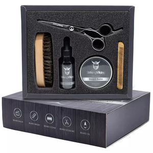 <span class=keywords><strong>Kit</strong></span> de toilettage pour barbe homme en gros, marque privée OEM, avec peigne et brosse, outil de modelage en bois personnalisé, pour la croissance de la barbe - Product Image 2