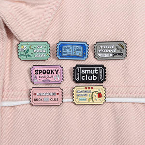 Livre Club émail broches personnalisé lire toute la nuit livre Club broches revers Badges Vintage timbre drôle bijoux cadeau pour enfants amis - Product Image 3