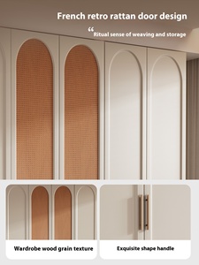 Crème française grande <span class=keywords><strong>armoire</strong></span> en bois massif Vintage <span class=keywords><strong>rotin</strong></span> moderne Simple <span class=keywords><strong>armoire</strong></span> de rangement pour <span class=keywords><strong>la</strong></span> maison chambre hôtels salon Villa - Product Image 5