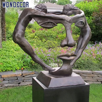 Famosa Scultura Moderna di Grande Dimensione per Esterni, Statua Iconica del Viso, Figura Astratta Saldata, Scultura 3D in Metallo e Acciaio Inossidabile