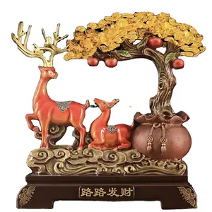 Feng Shui chinês veado dinheiro árvore ornamentos presentes para decoração de casa