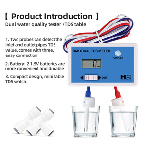 Medidor de Calidad del Agua <span class=keywords><strong>en</strong></span> Línea HM Digital DM1, Medidor de <span class=keywords><strong>TDS</strong></span>/EC con Pantalla LCD, Detección de <span class=keywords><strong>PPM</strong></span> de hasta 9990 <span class=keywords><strong>ppm</strong></span>, Entrada/Salida para Piscina y Laboratorio - Product Image 1