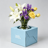 Boîte de livraison florale en carton ondulé personnalisée, robuste, carrée, pour le transport de fleurs, avec poignée découpée