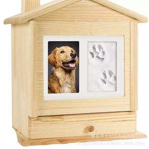 Wooden Pet <b>Urn</b> House Shaped With Photo Frame And Inkpad For <b>Cat</b> Dog Memorial Solid Wood - Product Image 2