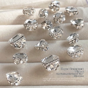 Paso Sico Crystal Pave Full-Strass pour Egg Rock Candy Right-Angle Large Stone Finished Pave Ball Nail Jewelry Flashy - Product Image 2