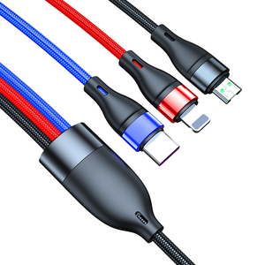 Câble Chargeur de Téléphone Portable <span class=keywords><strong>USB</strong></span> 3-en-1 5A, Charge Rapide en Nylon pour iPhone, AirPod, Samsung, <span class=keywords><strong>Huawei</strong></span> - Product Image 6