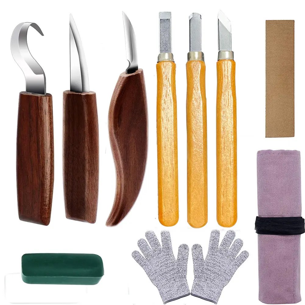 Ручные инструменты, набор инструментов для резьбы по дереву, 5 в 1 комплект для начинающих, точилка, чип, набор ножей для резьбы по дереву