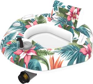 PVC Inflatable Pool Float with Built-In <b>Mist</b> <b>Fan</b> & Canopy Tropical Pattern Cooling Lounger for Adults - Product Image 1