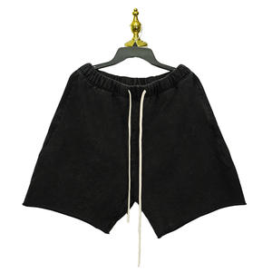 Custom Logo Cotton Acid Washed <b>Men'S</b> <b>Shorts</b>, <b>Elastic</b> <b>Waist</b> French Terry <b>Mens</b> <b>Shorts</b> <b>With</b> Drawstring - Product Image 1