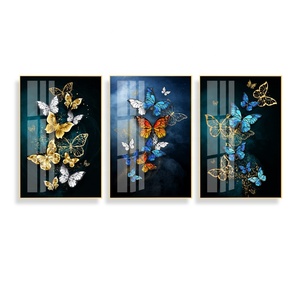 <span class=keywords><strong>Arte</strong></span> colgante para pared, pinturas de cerámica de vidrio impresas con marco de aluminio dorado, pintura de porcelana de cristal, nuevo - Product Image 2
