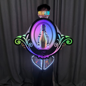 <b>Remote</b> Control RGB LED Wine Bottle <b>Holder</b>, Decorative Floral Acrylic Luminous Champagne Display Base - Product Image 1