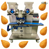 Máquina de doble tolva para rellenar alimentos, equipo de producción para mochi, mooncakes, maamoul, galletas y bolas energéticas.