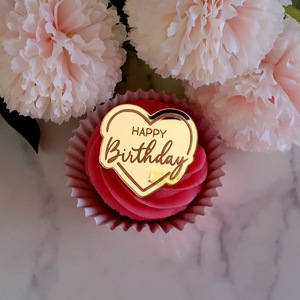 ท็อปเปอร์อะคริลิครูปหัวใจน้ำผึ้งและน้ำตาลหวานสำหรับตกแต่งเค้กวันวาเลนไทน์และวันเกิด - Product Image 3