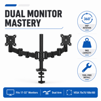 Nouveau support double moniteur robuste réglable 32 pouces, hauteur entièrement réglable, inclinaison, rotation, rotation à 90 degrés, en acier allié