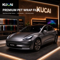 Film Vinyle Métallique KUCAI Premium Super Mat Chrome Gris Canon à Libération d'Air, Rouleau de Film Vinyle pour Voiture 1.52x17m