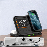 Nieuwe 15W Draadloze Oplader Station Wekker 5 In 1 Bureau Opvouwbare Multifunctionele Oplaadstandaard Voor Tablet Met Temperatuur