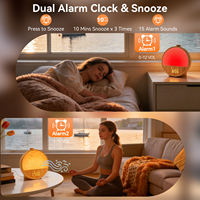 Réveil lumineux avec simulation du lever du soleil, double alarme, 10 sons naturels et veilleuse à intensité réglable